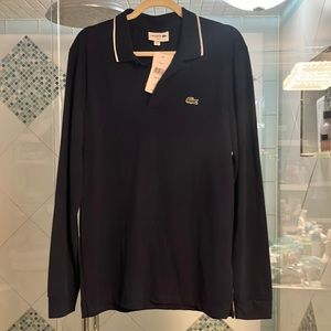 100% Cotton LACOSTE long sleeve polo shirt.  US Large.  Slim Fit.  $89.50